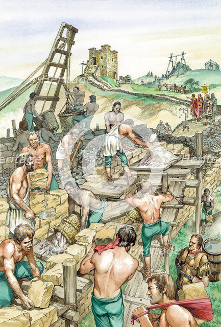 Building Hadrian's Wall, early 2nd century (c1985-c2000). Artist: Philip Corke.