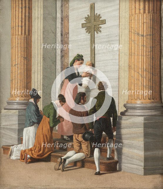 Devotion by the Holy Door of St. Peter's Basilica, c1814. Creator: CW Eckersberg.