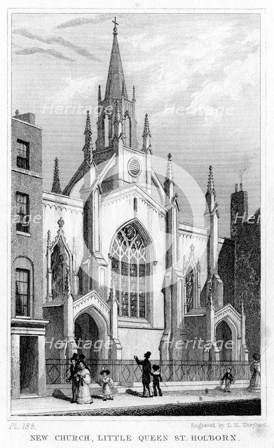 New Church, Little Queen Street, Holborn, London, 19th century.Artist: Thomas Hosmer Shepherd