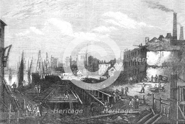 Works of the Southern Embankment of the Thames at Lambeth, 1868. Creator: Unknown.