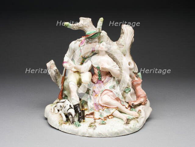 Group: Hunters or Lovers, Ludwigsburg, c. 1765. Creator: Ludwigsburg Porcelain Factory.
