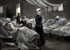 Florence Nightingale in the barrack hospital at Scutari, c1880. Artist: Unknown.