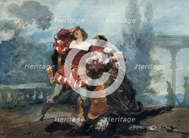 Illustration for the play Whims of Marianne, 1851. Artist: Eugene Louis Lami