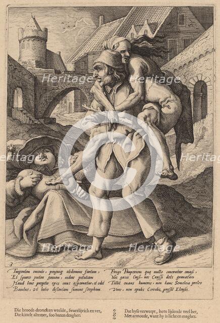 Poverty is Easier to Bear Than Luxury, c. 1592. Creator: Goltzius, Workshop of Hendrick, after Hendrick Gol.