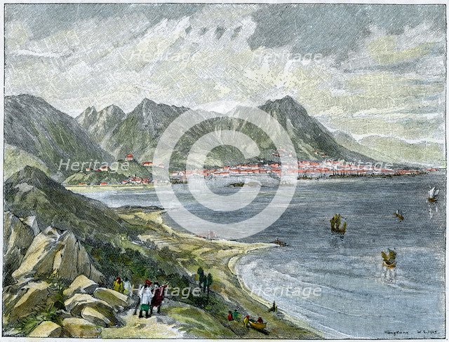 Victoria, Hong Kong, from the Chinese mainland, c1890. Artist: Unknown