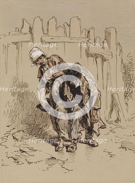 Woman Supporting a Man, 1852-1866. Creator: Paul Gavarni.