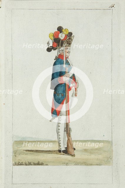 Grenadier of the Preobrazhensky Regiment, 1793. Artist: Geissler, Christian Gottfried Heinrich (1770-1844)