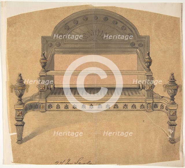 Design for a Fireplace Grate, 19th century. Creator: Anon.