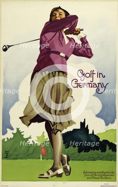 Golf in Germany, c. 1930. Creator: Hohlwein, Ludwig (1874-1949).