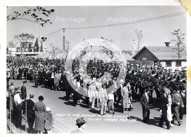 Troop A, 14th Cavalry, parading at the Chicago World's Fair, Illinois, USA, 1933. Artist: Unknown