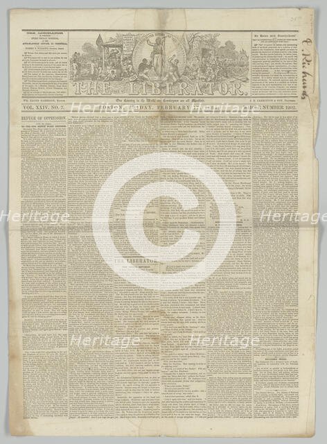 The Liberator, Vol. XXIV, No. 7, February 17, 1854. Creator: Unknown.