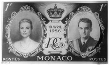 Stamp issued in Monaco on the day of Prince Rainier and Grace Kelly's wedding, 1956. Artist: Unknown