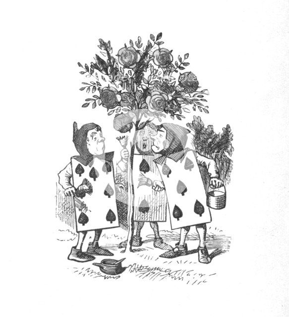 'The Playing cards painting the Rose Bushes', 1889. Artist: John Tenniel.