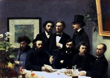  'Around the table'. P.Verlaine, A.Rimbud, L.Valade, E. d'Hervilly, C.Pelletan, E.Bonnier, E.Blém…