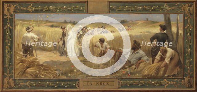 Sketch for the salle des mariages (wedding hall) of the 14th arrondissement : Wedding, 1889.  Creator: Adrien-Henri Tanoux.