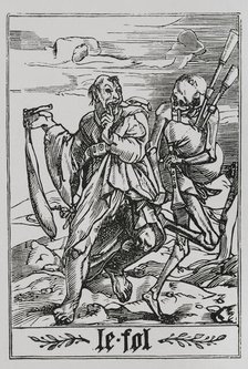 The Fool from "The Dance of Death", 1547, (1877). Creator: Unknown.