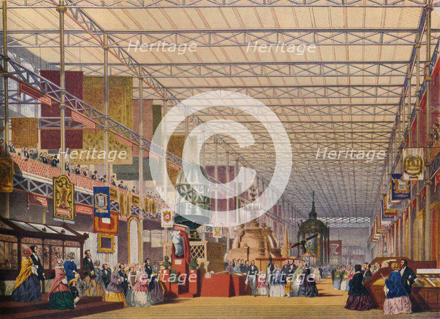 'The British Nave at the Great Exhibition of 1851, The Crystal Palace', c1854. Artist: Unknown.