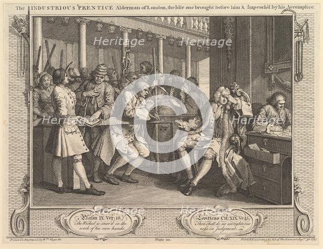The Industrious 'Prentice Alderman of London, the Idle One Brought Before Hi..., September 30, 1747. Creator: William Hogarth.