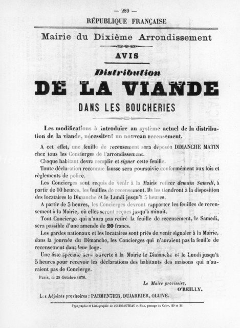 De La Viande, from French Political posters of the Paris Commune,  May 1871. Artist: Unknown