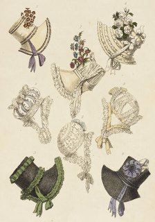 Fashion Plate (Parisian Head Dresses), 1817. Creator: Rudolph Ackermann.