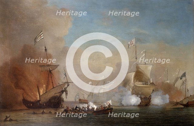 'Pirates Attacking a British Navy Ship', 17th century.  Artist: Willem van de Velde the Younger