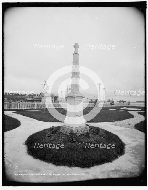 Father Marquette's grave, St. Ignace, Mich., between 1890 and 1901. Creator: Unknown.