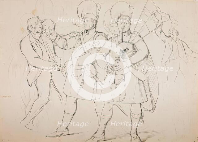 Study for a Group of Recruiting Soldiers in "A Scotch Fair", c1840s. Creator: John Phillip.