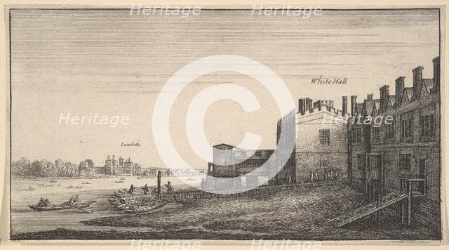 A view of Lambeth Palace from the river at Whitehall Stairs, 1625-77. Creator: Wenceslaus Hollar.