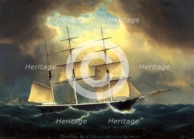 Bark Ship Eclipse, 1857. Creator: Franz Hunten.