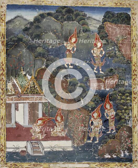 Vessantara Jataka, Chapter 4 (The Forest Edge): Vessantara, Maddi, Jali, and Kanha, 1830-1860 (). Creator: Unknown.
