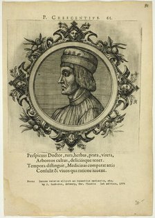Portrait of P. Crescentius, published 1574. Creators: Unknown, Johannes Sambucus.