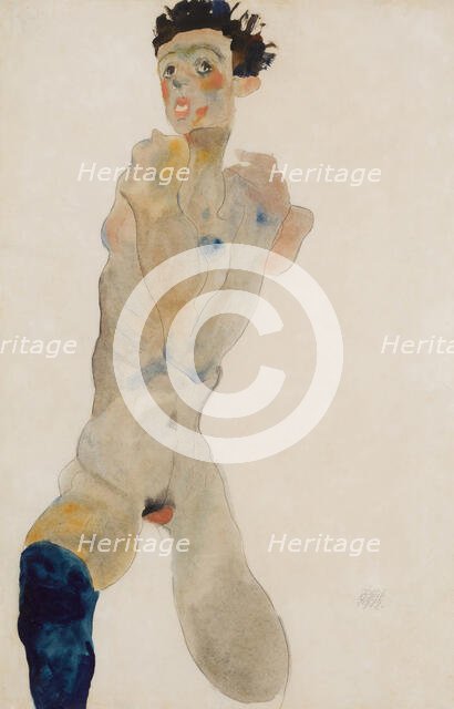 Standing Male with Crossed Arms (Self-portrait), 1912. Creator: Schiele, Egon (1890-1918).