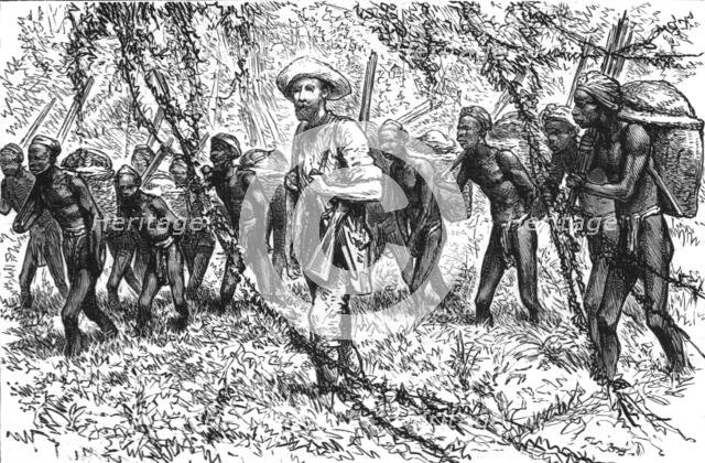 ''An Exploring Expedition in Unknown Tonquin; The Expedition on the March to the Donnai River', 1890 Creator: Unknown.