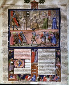 Frontispiece with representation of different scenes, Miniature in the 'Codex Justinian Instituti…