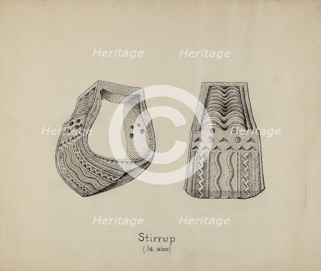 Wooden Stirrup, c. 1936. Creator: Gerald Transpota.