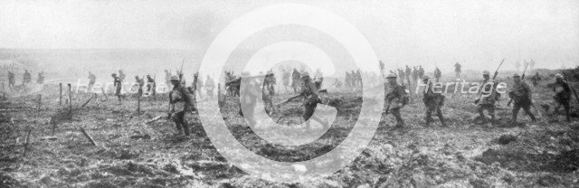 Canadian troops in no man's land, Vimy, France, First World War, 9 April 1917. Artist: Unknown