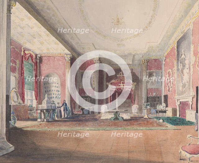 The State Bed Chamber, Stowe Buckinghamshire, 1838. Creator: Joseph Nash.