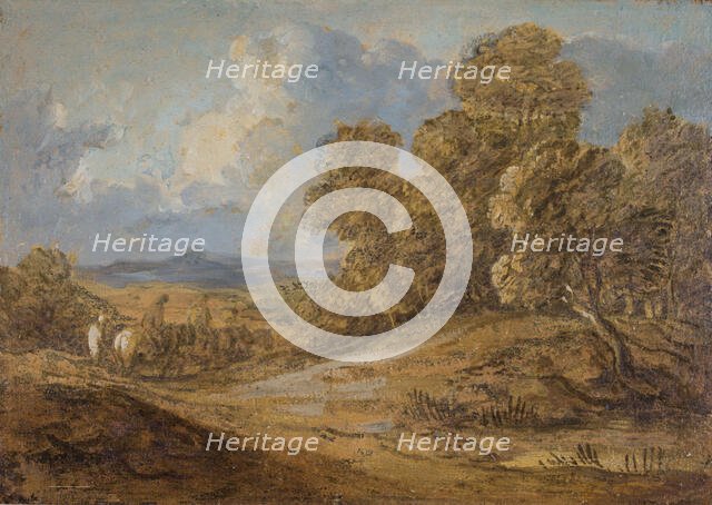 Wooded Landscape With Figures on Horseback, 1785-1788. Creator: Thomas Gainsborough.