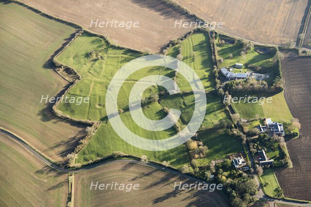 Deserted medieval settlement of Frisby and associated ridge and furrow, near Billesdon, Leics, 2020. Creator: Damian Grady.