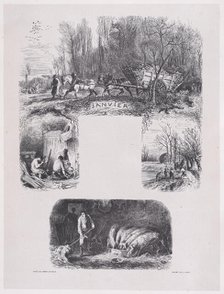 January from Album of Rustic Subjects, 1859. Creator: Jacques-Adrien Lavieille.