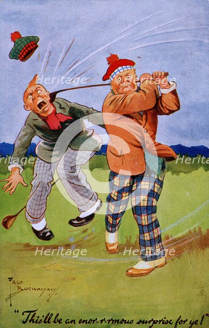 Golfing cartoon, c1920s. Artist: Unknown