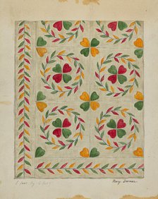 Quilt (Applique), c. 1936. Creator: Mary Berner.