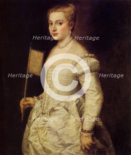 Portrait of a Lady in White, ca 1561. Creator: Titian (1488-1576).