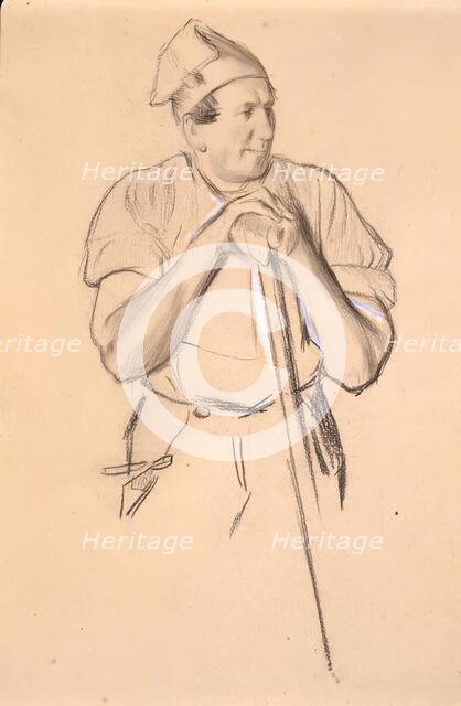 Study of a  Fisherman verso:Study of a Girl In Mid-Victorian Dress, 1850-1891. Creator: Charles Samuel Keene.