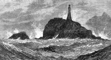 The Calf-Rock Lighthouse, Bantry Bay, destroyed by the late storm, 1881. Creator: Unknown.