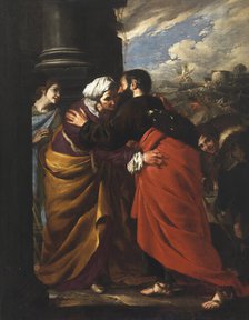 Meeting of Saints Joachim and Anne at the Golden Gate, c1640. Creator: Cavallino, Bernardo (1616-1656).