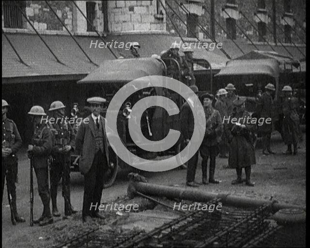 Soldiers Standing Guard as the Body of Terence MacSwiney Is Returned to Cork Harbour, 1920. Creator: British Pathe Ltd.