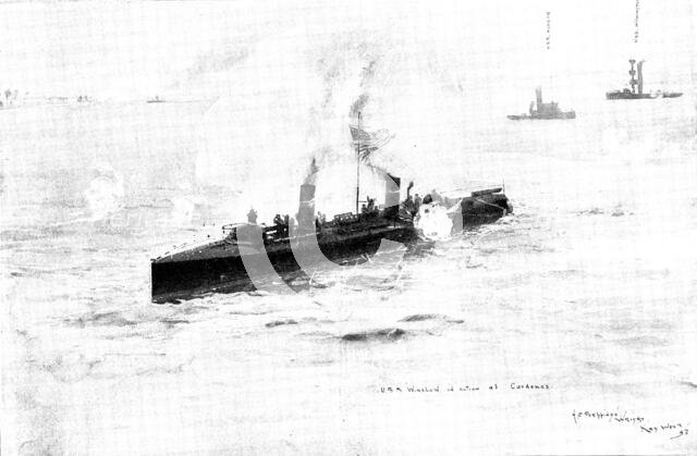 The Spanish-American War: the United States torpedo-boat "Winslow" in action at Cardenas, 1898. Creator: Unknown.
