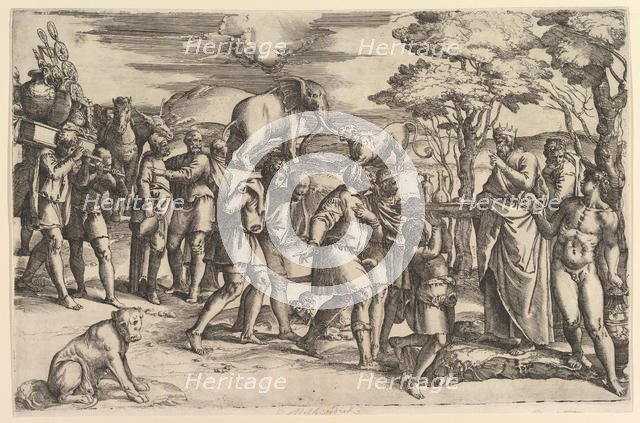 Melchizadek Offering Bread and Wine to Abraham, ca. 1547. Creator: Battista Franco Veneziano.