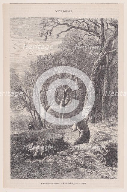 Scène d'hiver: l'arracheur de souches; from Magasin Pittoresque, ca. 1852. Creator: François Rouget.